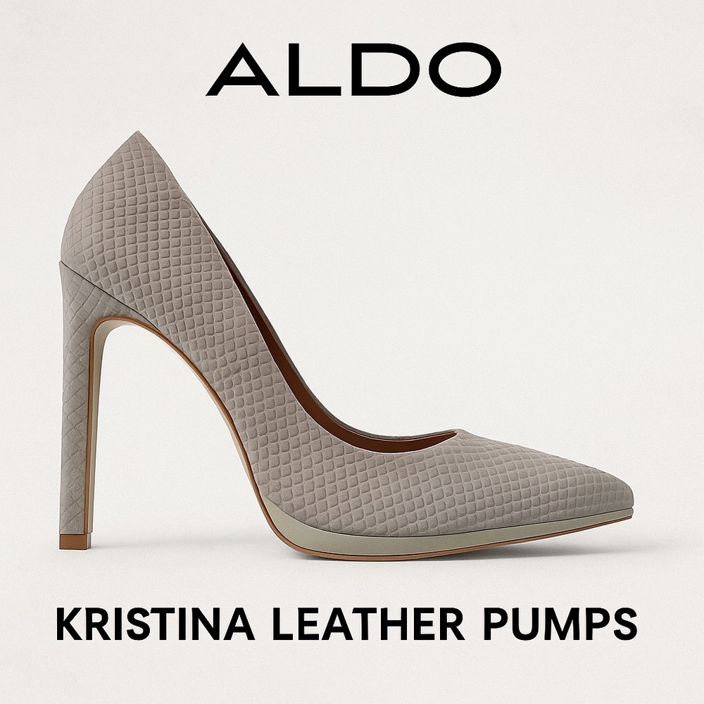 ALDO Kristina Gray Leather Textured Platform Stiletto Heels Size 10  Brazil